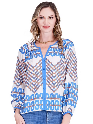 Jade Trimmed Peasant Top