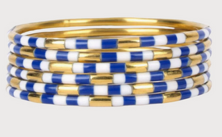 Budhagirl Blue/White Veda Bangles - Set Of 6 - Blue