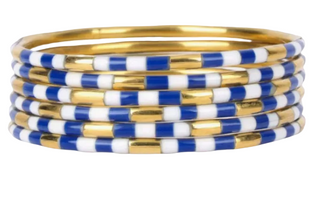 Budhagirl Blue/White Veda Bangles - Set Of 6 - Blue