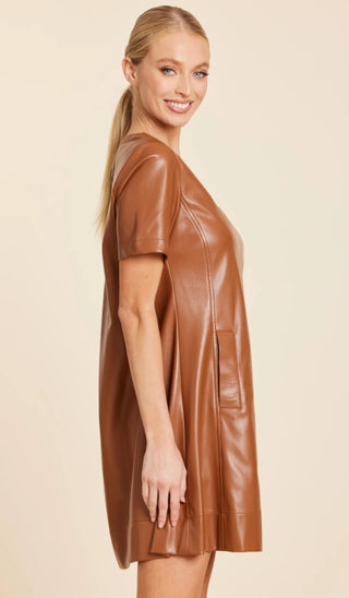 Dolce Cabo Faux Leather Pleat Dress