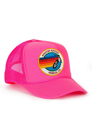 Aviator Nation Signature Trucker Hat in Neon Pink