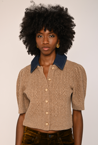 Love The Label Lane Denim Collar Cardigan