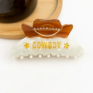Thedivasoap Western Cowboy Hat Hair Claw Clip, Acetate Claw Clip - Cowboy Hat