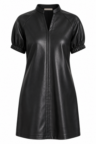 Dolce Cabo Vegan Leather V Neck Short Sleeve Dress