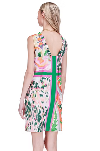 Joy Joy Patchwork Ruffles Neck Dress