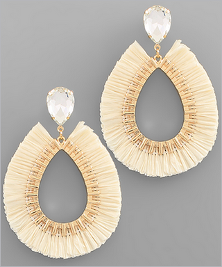 Monkee's Jewelry And Acc Raffia Teardrop Earrings/ Multiple Colors