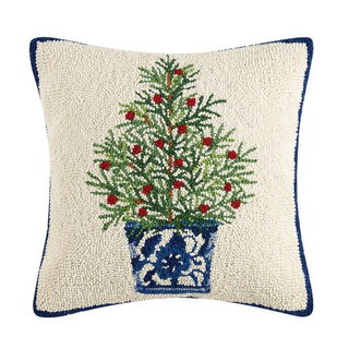 Peking Handicraft Holiday Chinoiserie Tree Hook Pillow - Sally Eckman Roberts