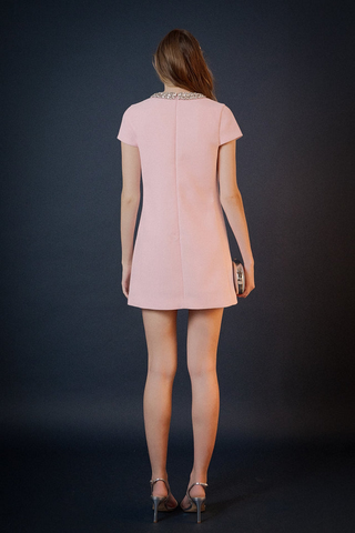 Endless Rose Jewel Trim Neck Mini Dress