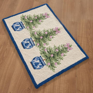 Peking Handicraft Holiday Trees Hook Rug