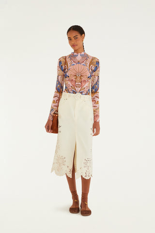 Farm Rio Sea Garden Soft Pink Jersey Blouse