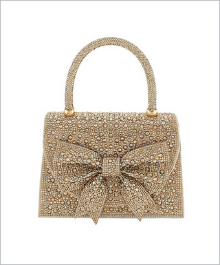 Monkee's Jewelry & ACC Gold Crystal Bow Handle Bag