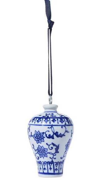 Two's Company Blue and White Temple Jar Ornament / 3 Designs