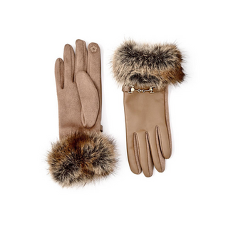 Timeless Elegance Vegan Leather Glove with Marbled Faux Fur Cuff and Gold Metal Hardware | Multiple Colors