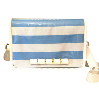 Garland Bags Light Blue/White Stripe Clear Stadium Bag w/ White Bamboo
