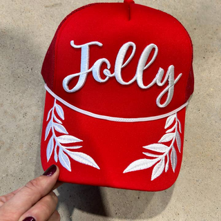 Vibes Hat Company Jolly Captain Hat / Puff Embroidery / Christmas Hat /  Santa in Red