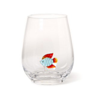 Two's Company Tropical Fish Stemless Wine Glass