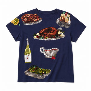 Queen Of Sparkles Navy Thanksgiving Dinner Tee