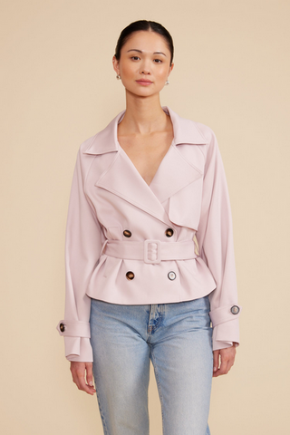 Lucy Paris Estelle Cropped Trench / Light Pink