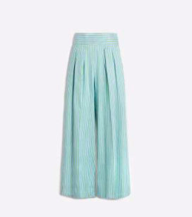 Vilagallo Green & Blue Striped Culotte Pants