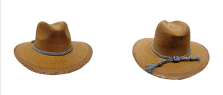Tipsey Threads Natural Palm Hat With Silver Braid