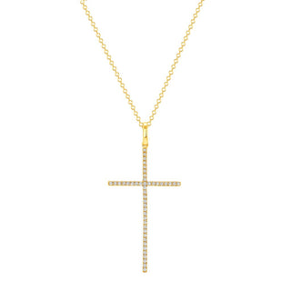 Large Gold Pave Cross Necklace