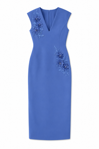Elliatt Talitha Plunging Neck Column Dress in Cornflower Blue