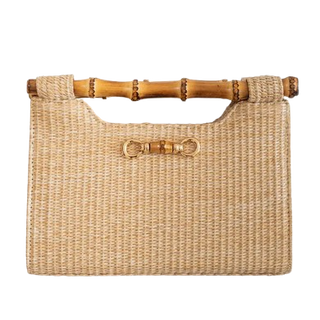 Lisi Lerch Mary Natural Straw Clutch - Bamboo Natural Handle