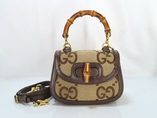 Gucci Mini Bamboo 1947 Top Handle Bag, Jumbo GG Canvas