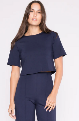 Ripley Rader Navy Ponte Knit Short Sleeve Top Extended