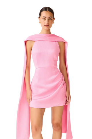 Elliatt Calista Neck Scarf Mini Dress in Pink