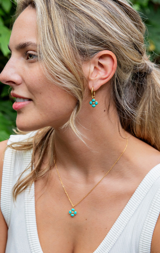 Capucine De Wulf Berry Clover Double Sided Turquoise Charm Necklace, 16"+2"