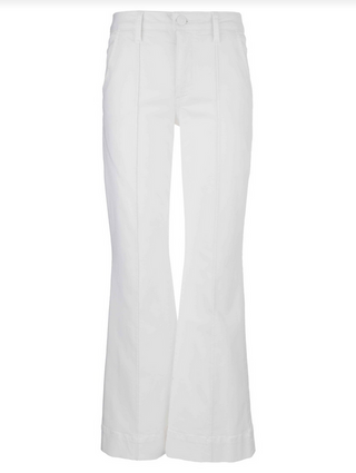 Kut Stella High Rise FAB AB Flare Front Pin Tuck in Optic White