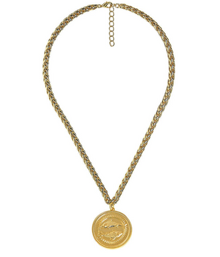 Lisi Lerch Pisces Coin- Vintage Coin Necklace - 18k Gold Plated