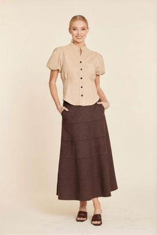 Dolce Cabo Faux Suede Darted Waist Top
