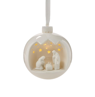 Two's Company Nativity Scene Light-Up Keepsake Ornament with Stand in Gift Box