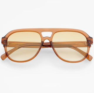 Freyrs Rio Acetate Mens Womens Aviator Sunglasses - Crystal Brown