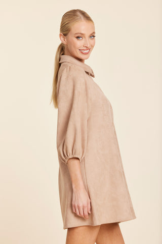 Dolce Cabo Faux Suede Puff Sleeve Shirt Dress