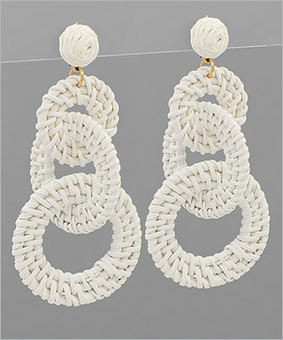 Monkee's Jewelry And Acc 3 Rattan Link Drop Earrings / 2 Color Options