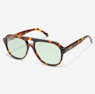 Freyrs Rio Acetate Mens Womens Aviator Sunglasses - Dark Tortoise / Green