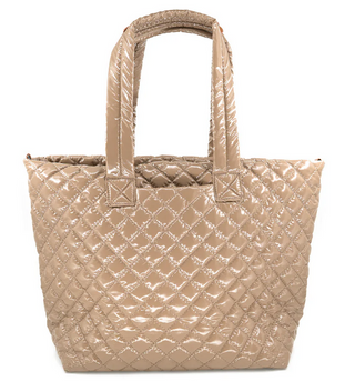 BC Handbags Nylon Tote in Mocha Patent