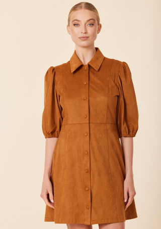 Dolce Cabo Faux Suede Puff Shoulder Dress