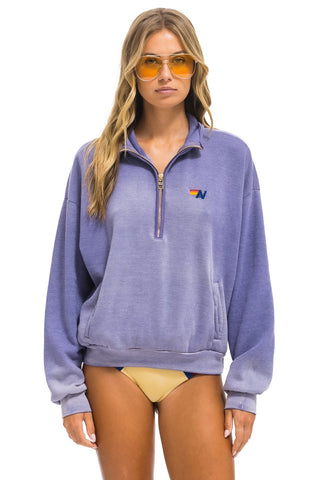 Aviator Nation ESSENTIAL HALF ZIP RELAXED SWEATSHIRT - FADED GRAPE
