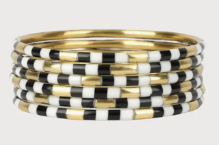 Budhagirl Black/White Veda Bangles - Set Of 6 - Black & White