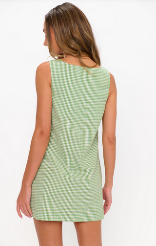 Mumu Everly Mini Dress in Field Green Gingham