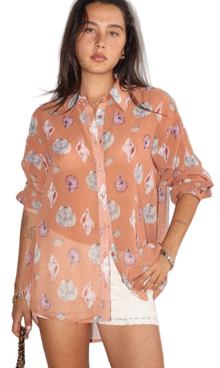 Bailey Rose Seashell Print Button Down Shirt