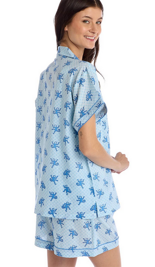 Two's Company Happy Monkey Blue Pj