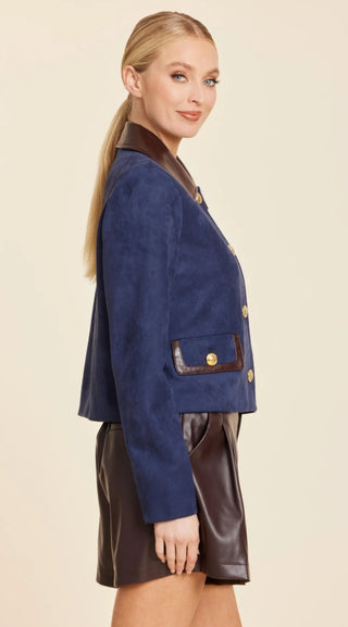 Dolce Cabo Faux Leather Trimmed Faux Suede Jacket