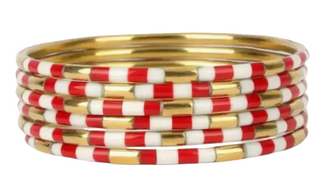 Budhagirl Red/White Veda Bangles - Set Of - Red / White