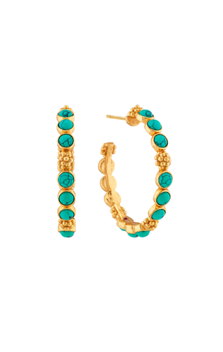 Capucine De Wulf Berry Gem Turquoise Medium Hoop Earrings