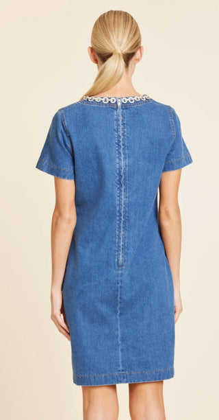 Dolce Cabo Denim Embellished Collared Dress